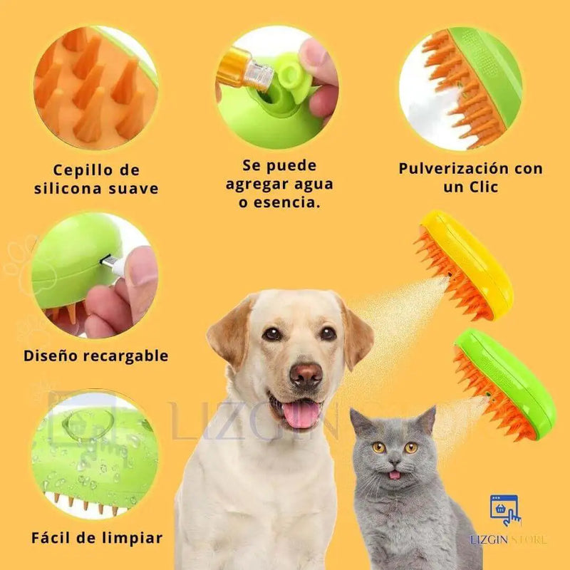 Cepillo Vaporizador PETCARE - Mantén tu Casa Sin Pelos y a tu Mascota Radiante